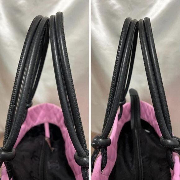 Authentic CHANEL Cambon Ligne Tote Large Pink Quilted Calfskin Leather Purse Bag - Picture 8 of 16